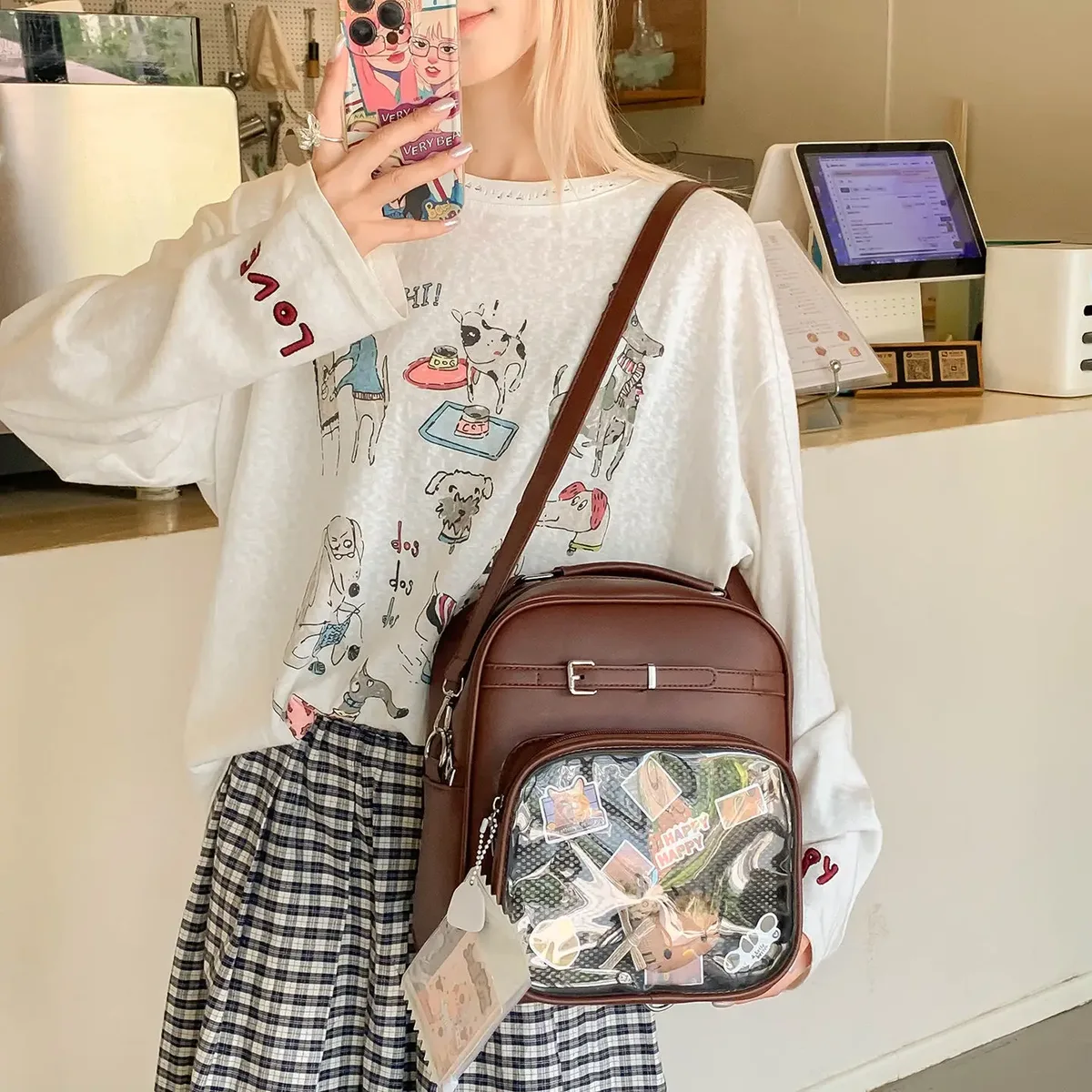 nouveau femmes mode sac à dos décontracté style preppy une épaule bandoulière sac à main original niche design fille ulzzang ita sac