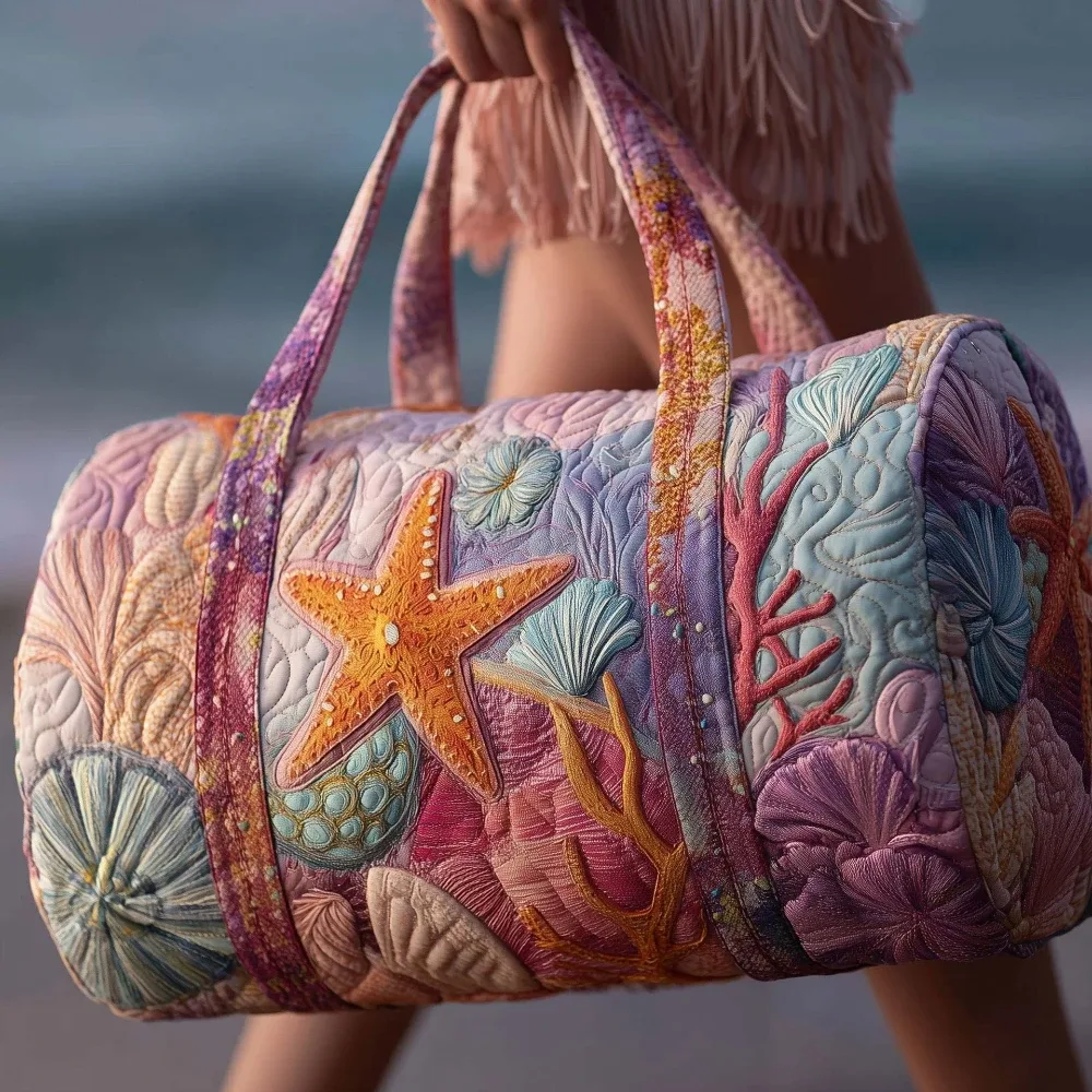 sac de plage matelassé 3d pour hommes et femmes, imprimé en relief y2k, coquillage, palmier, sac de voyage, sac de plage d'été