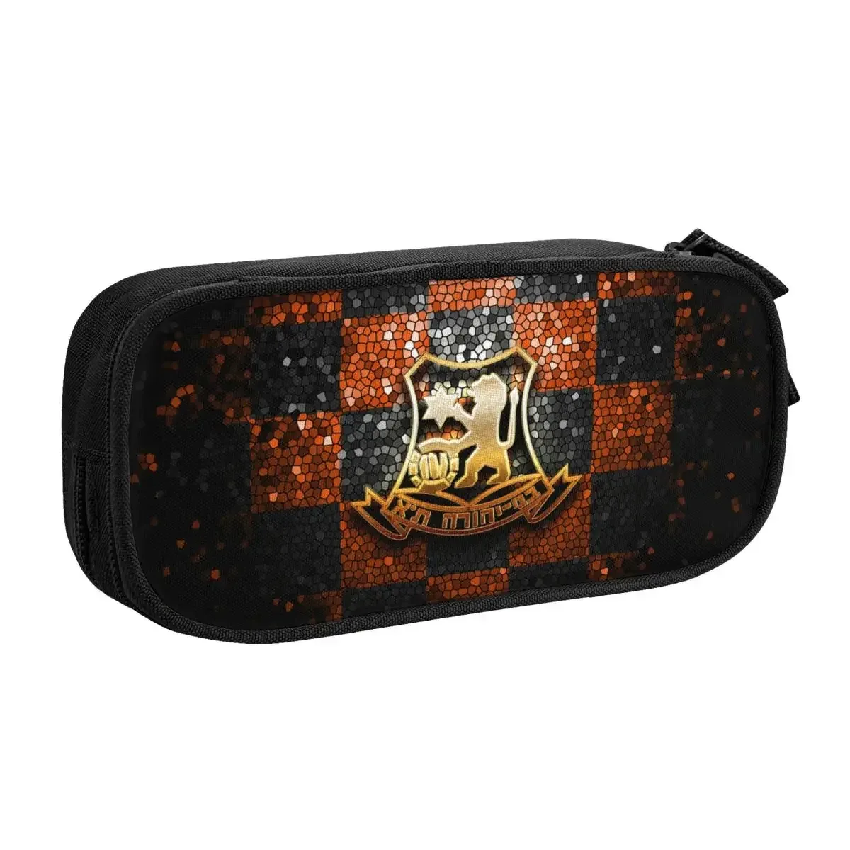 pochette rangement polyester motif lion lettre hébraïque orange noire voyage fournitures scolaires cosmétiques organise stockage grande capacité multiusage