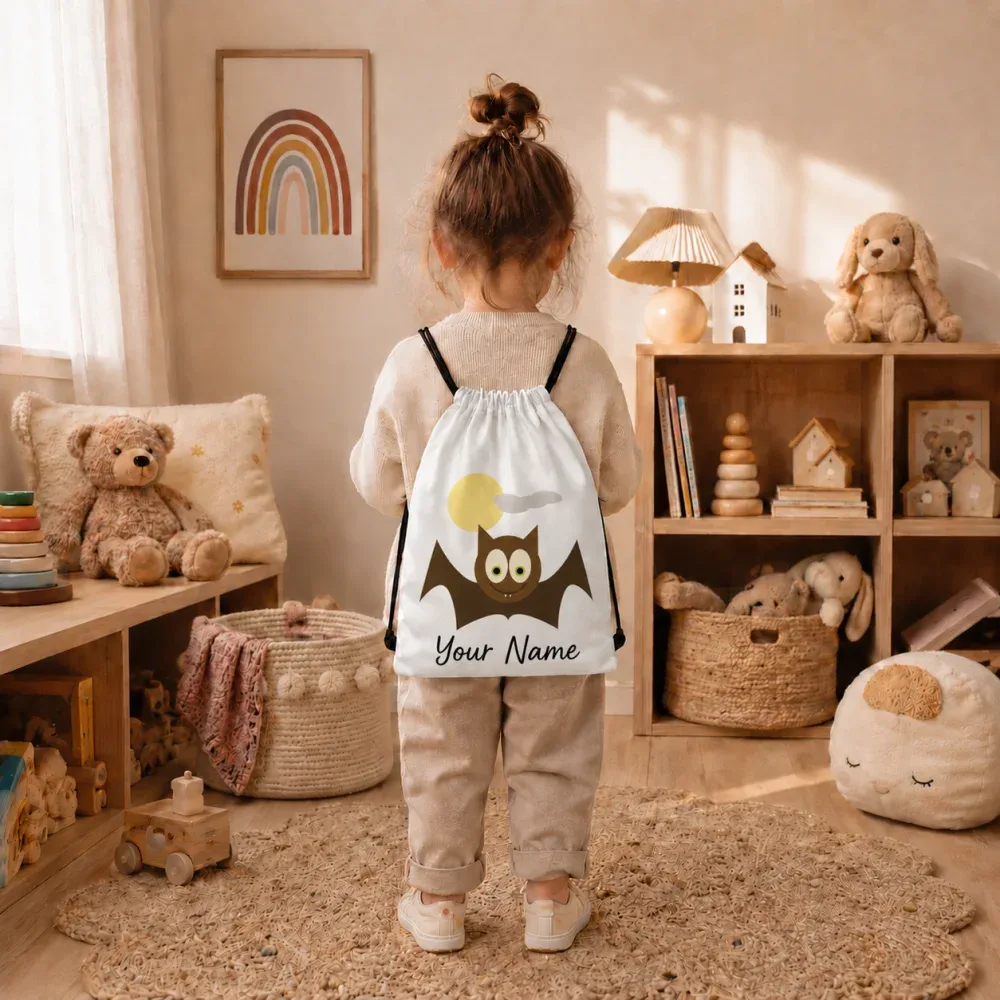sac à dos de rangement personnalisé pour halloween, sac à cordon léger avec impression de nom personnalisable pour halloween trick or treat