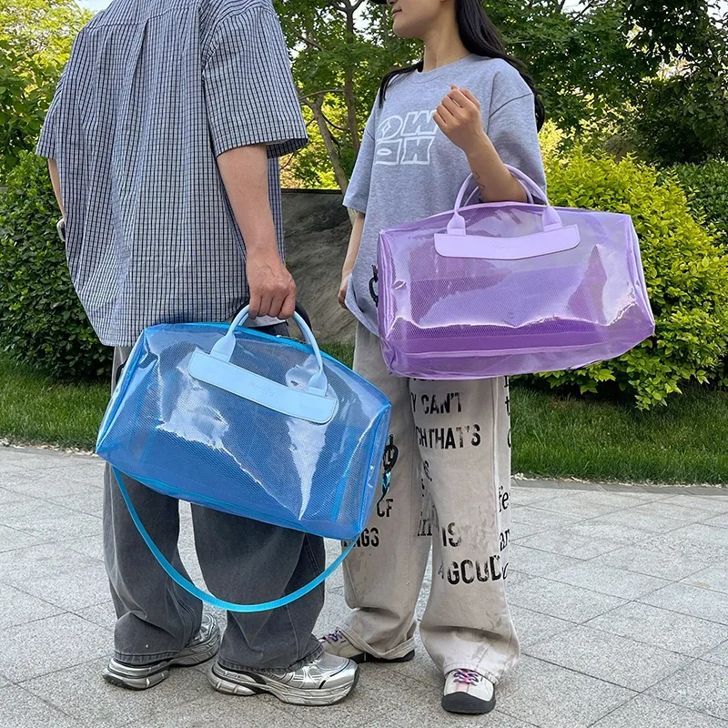 sac de rangement pour équipement de natation, avec compartiment séparé pour les articles secs et humides, sac de sport tendance pour les activités de remise en forme en eau chaude, sac de plage transparent et résistant pour les étudiants.