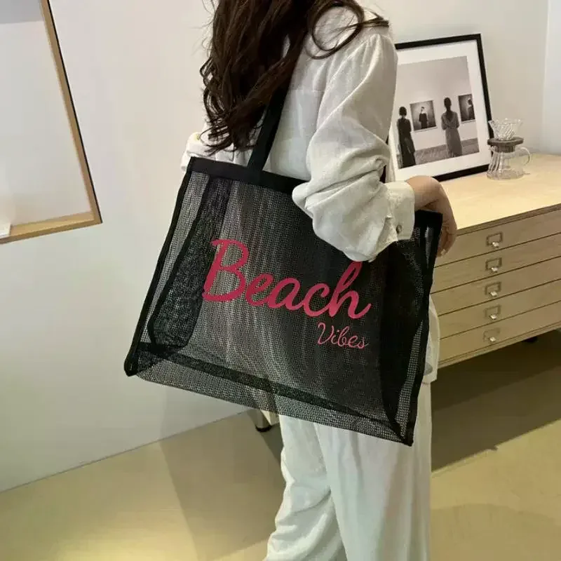 grand sac en maille réutilisable pour femmes, sac de rangement pour la piscine, les voyages/natation, sac de rangement à séchage rapide pour la douche