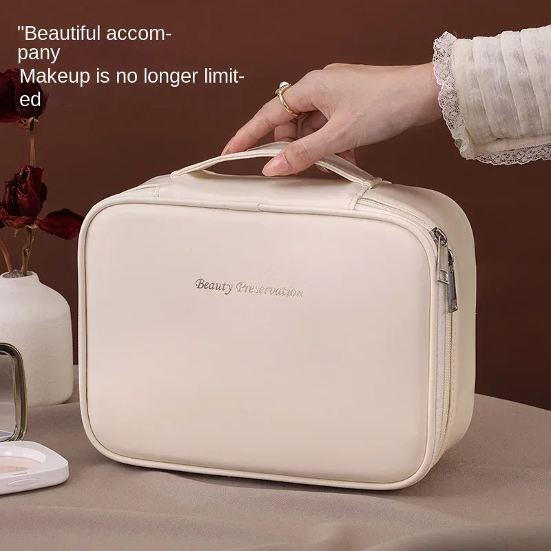 nouvelle trousse de maquillage pour femmes, sac de rangement portable, grande capacité, trousse de maquillage de luxe, organisateur de voyage, trousse de toilette essentielle.