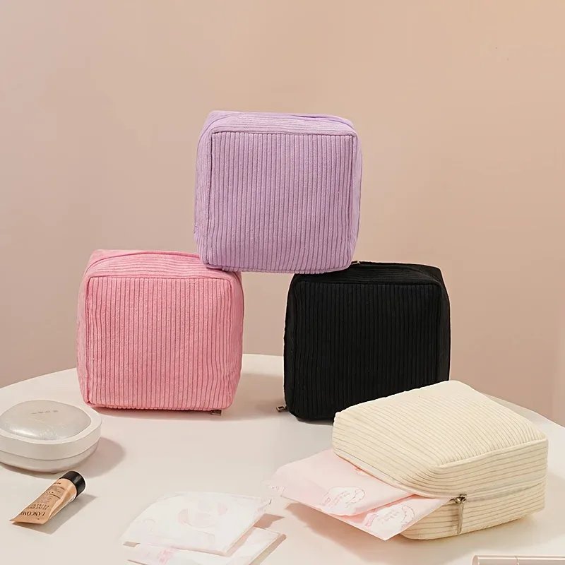 sac de rangement pour serviettes hygiéniques 2026 en tissu peluche épais, mini pochette de rangement portable pour serviettes hygiéniques, grande capacité, organisateur