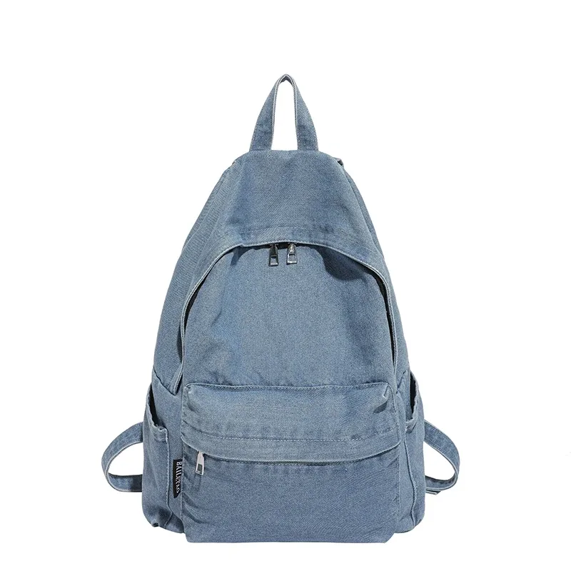 sacs à dos en jean solide pour femmes et unisexe, sacs de loisirs ou de voyage en toile lavée, sacs d'école 100% coton, sacs à bandoulière style preppy pour femmes