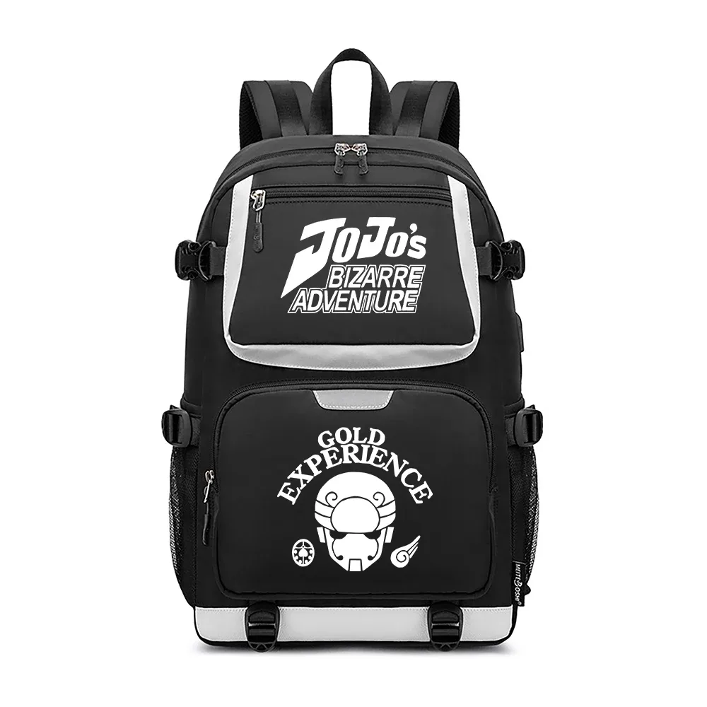 jojo's bizarre adventure – sac à dos de voyage dessin animé, grands sacs d'école imperméables pour femmes, sac à dos rose avec port usb pour ordinateur portable