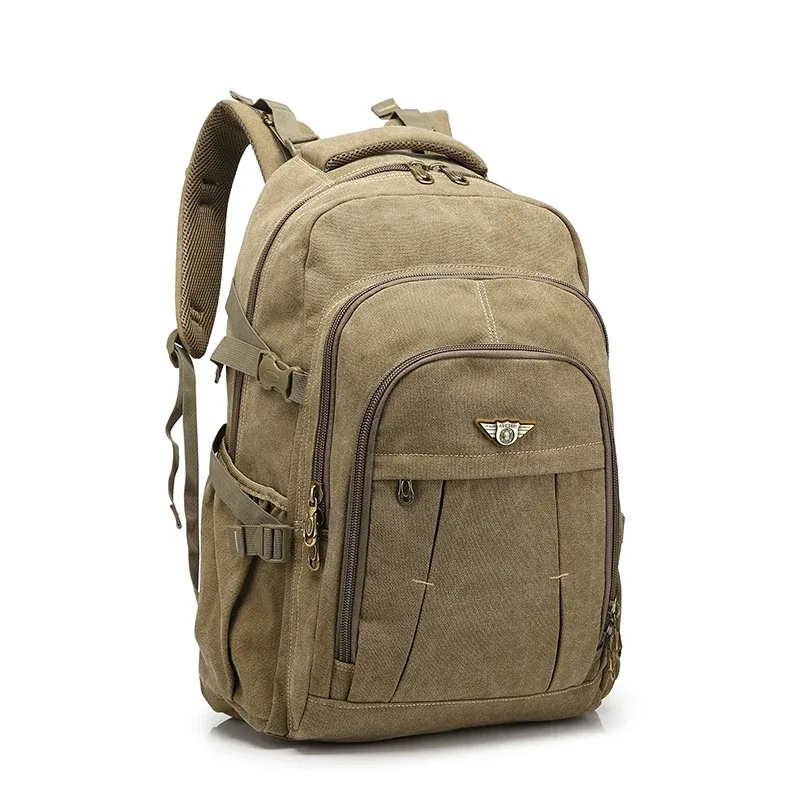 sac à dos vintage en toile pour ordinateur portable, 17.3/15.6 pouces, avec fermeture éclair, pour voyage, cartable d'école