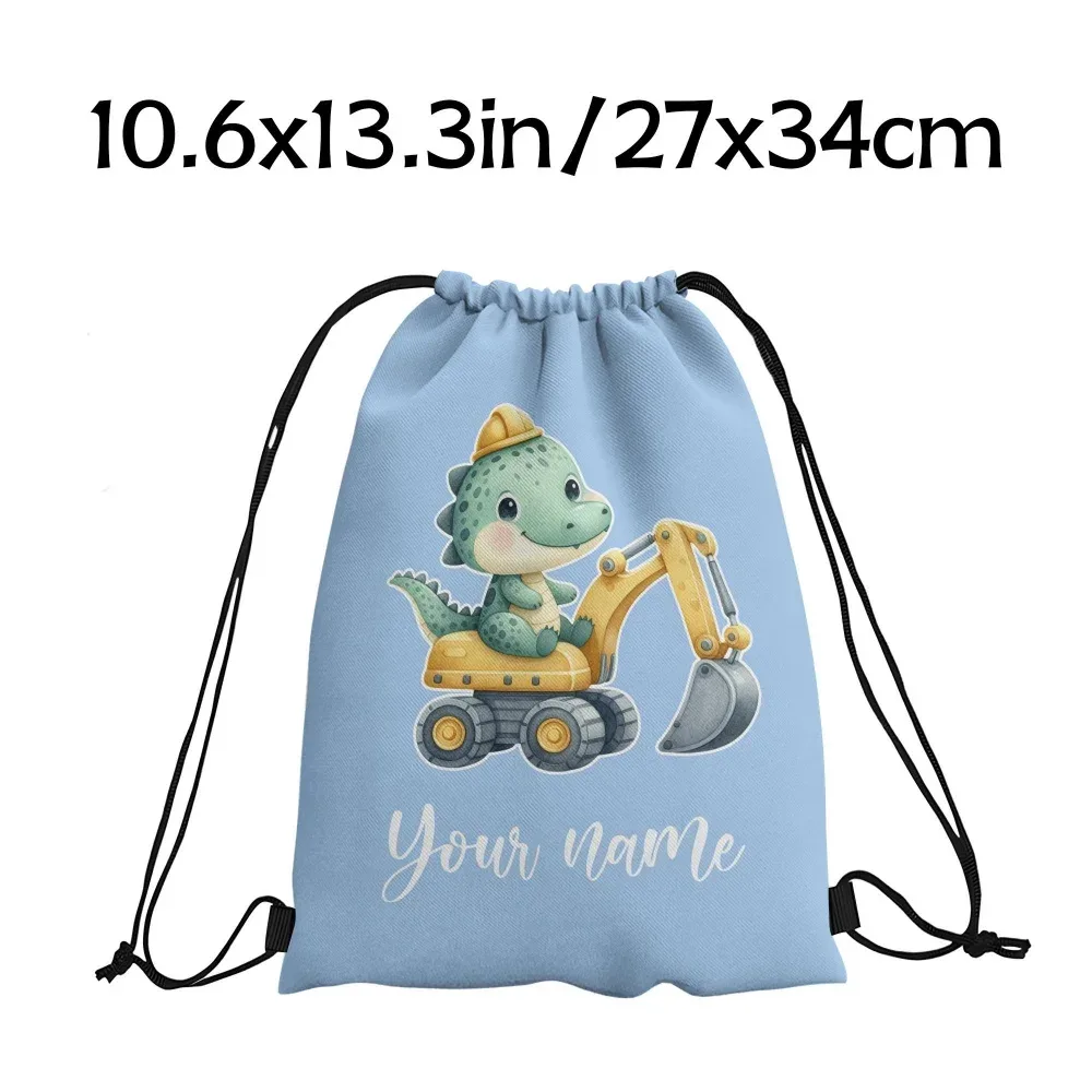 sac à dos personnalisé avec nom/texte dinosaure et excavateur, sac de sport personnalisé, sac de voyage léger, sac de rangement pour salle de sport, 12 couleurs