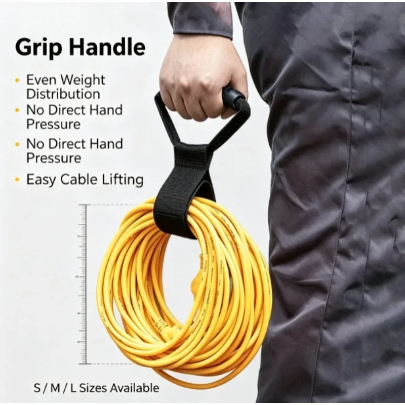 sangle de rangement robuste et portable avec poignée à fermeture auto-agrippante, organisateur de câbles réutilisable, ceinture de regroupement manuelle