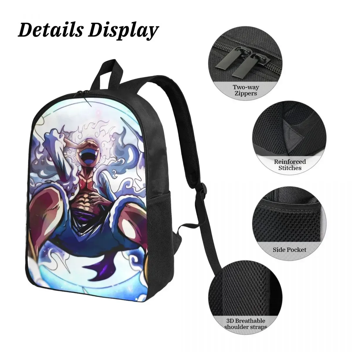 luffy in gear 5 sac à dos étudiant garçons filles bookbag sac d'école ordinateur portable sacs à bandoulière 3ps sac à déjeuner isolé trousse à crayons