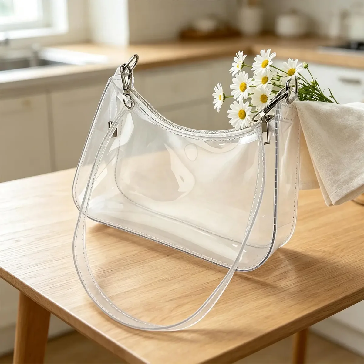 sac à bandoulière étanche en pvc de haute qualité, sac à main transparent, pochette approuvée pour le stade, sac de rangement pour concerts, bureau, voyages, mariages