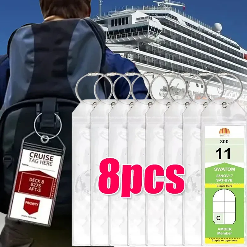 étiquette de bagage de croisière en pvc transparent épaissi, étanche, pour un tri facile, 1 à 8 pièces