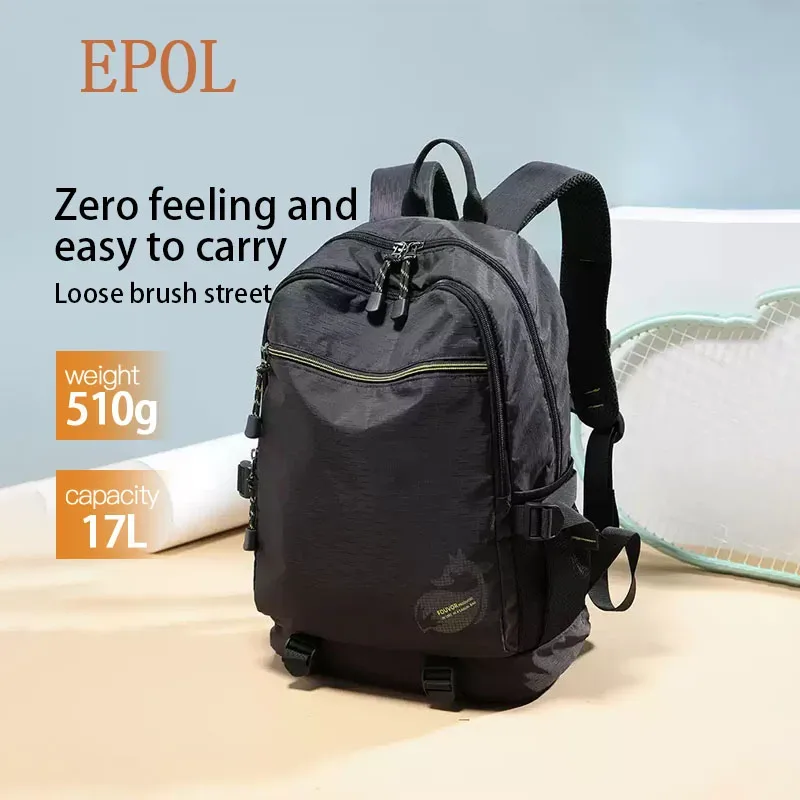 Sac Dos Nylon Imperméable Unisexe Gris Noir Bleu Vert Doré Marron Hiking Voyage Teenager Youth
