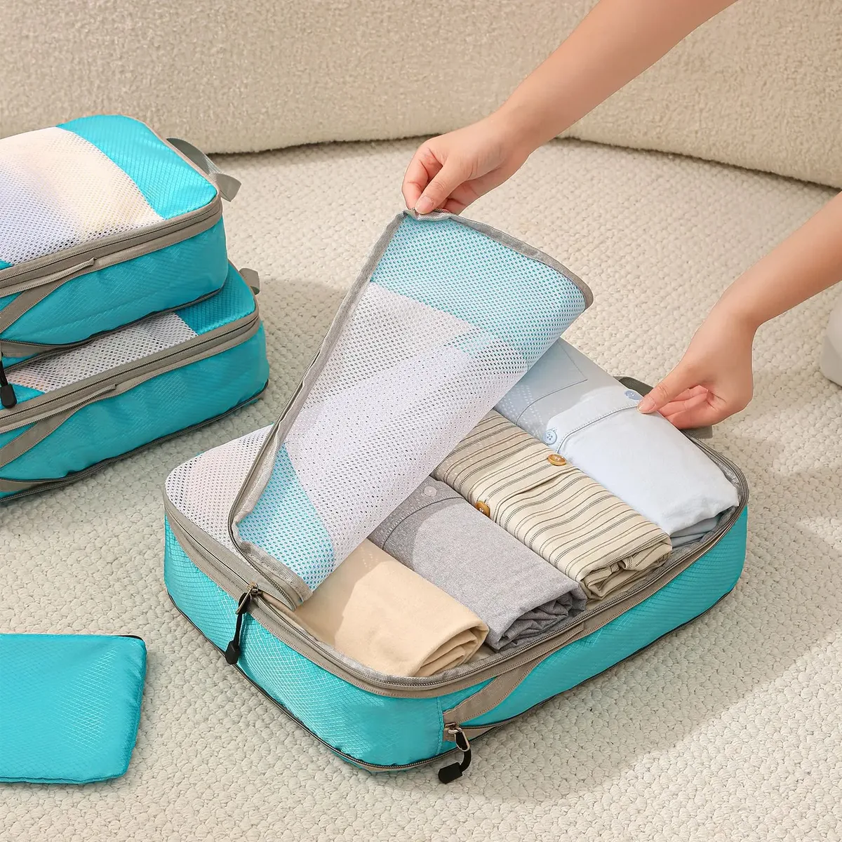 sac de rangement de voyage pour placard, bagages de voyage pour vêtements, chaussures, articles de toilette, cosmétiques, cubes d'emballage anti-poussière, sac de compression
