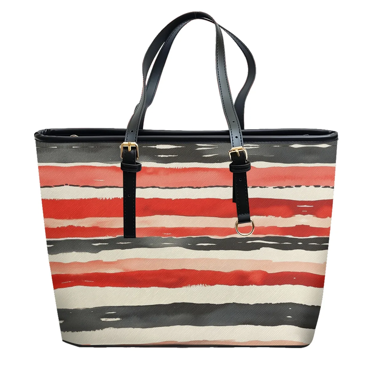 sac à bandoulière en cuir pvc oxford imprimé à rayures aquarelle, fourre-tout léger à fermeture éclair, usage quotidien, sac à main convertible pour le travail et le week-end