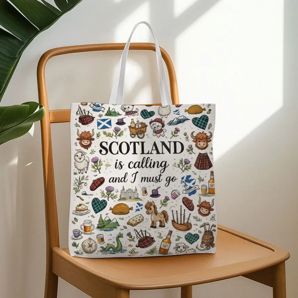 sac fourre-tout au design écossais amusant pour femmes, sac à bandoulière avec symbole écossais, sacs de courses non doublés, parfaits pour les courses et les cadeaux