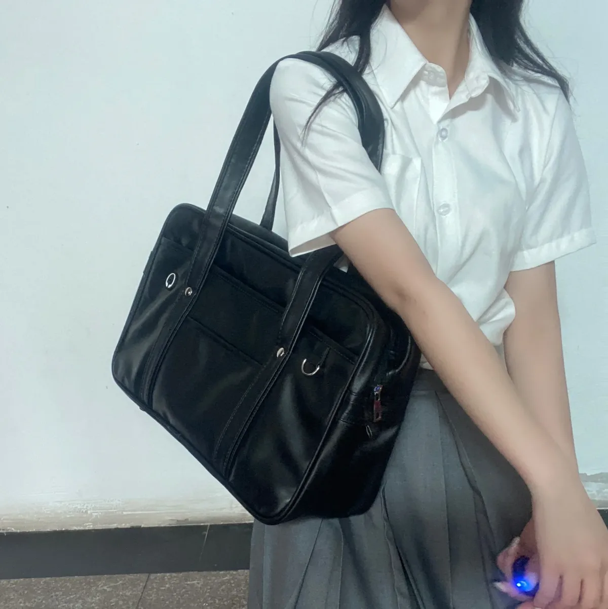 sac d'école japonais bidimensionnel pour étudiante jk, sac à dos en pu pour fille, résistant à l'usure, imperméable, sac à bandoulière messager