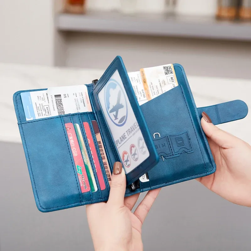 portefeuille de passeport de voyage avec lettres personnalisées, sac à cartes de grande capacité en cuir pu pour hommes, porte-passeport multifonction pour voyage d'affaires