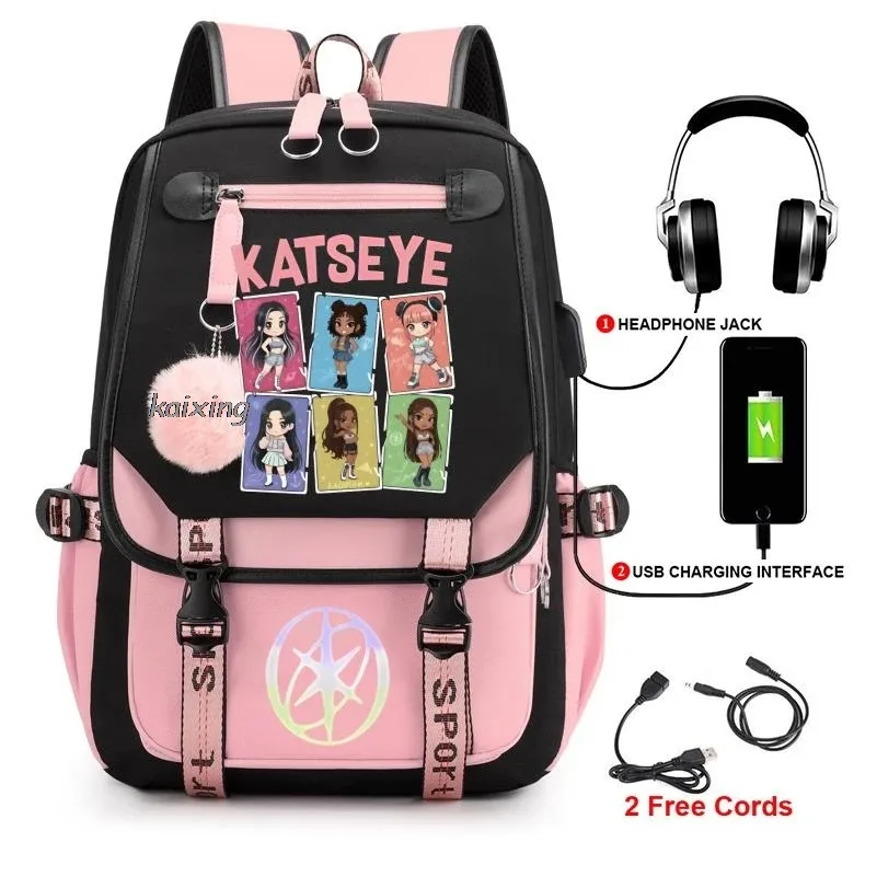 kawaii chaud katseye drôle impression sacs à dos doux capacité étudiant cartable collège étudiant patchwork ordinateur portable simple mochilas