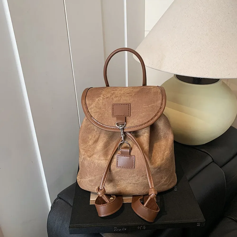 sac à dos décontracté en cuir pu pour femme, design souple et polyvalent, sac à dos rétro américain en cuir pu pour femme