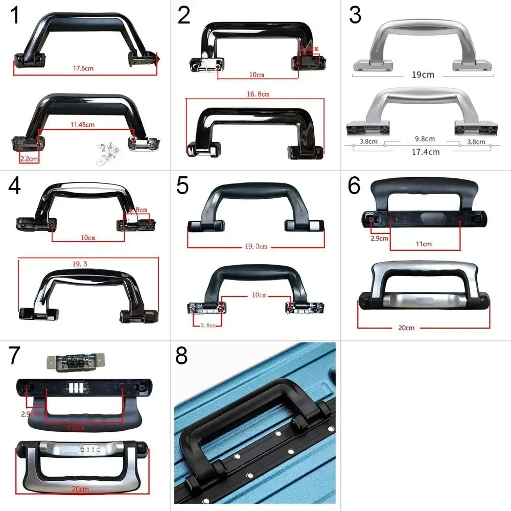 poignée de boîte à bagages portable en plastique noir et argent, valise de remplacement, étui, réparation, fournitures de voyage