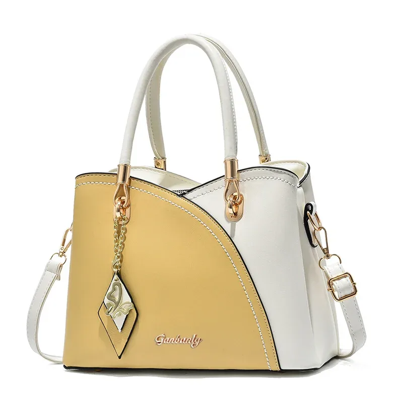 sac à main tendance et polyvalent pour femme d'âge mûr, grande capacité, motif écossais color-block, idéal pour les trajets quotidiens ou comme cadeau.