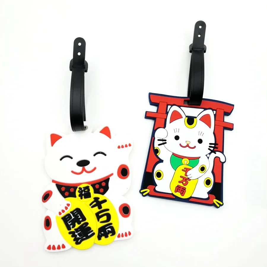 1 pièce/2 pièces/3 pièces zhaocai chat étiquette de bagage pendentif voyage essentiel aéroport bagages anti perte étiquette d'identification nom de bagage unisexe