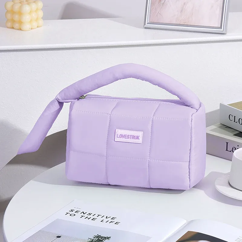 sac de maquillage de style sac à main carré de grande capacité à la mode, sac de voyage pour cosmétiques, sac de toilette imperméable en polyester pour femmes