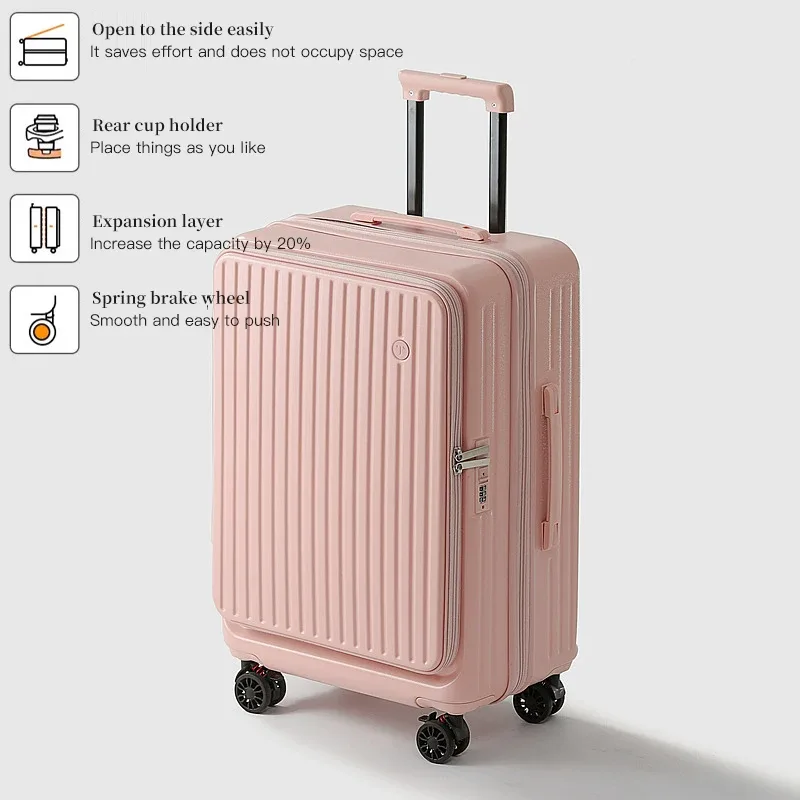 ensemble de bagages à roulettes rigide extensible avec ouverture latérale – valises à main et à carreaux, anti-choc et verrouillage par mot de passe