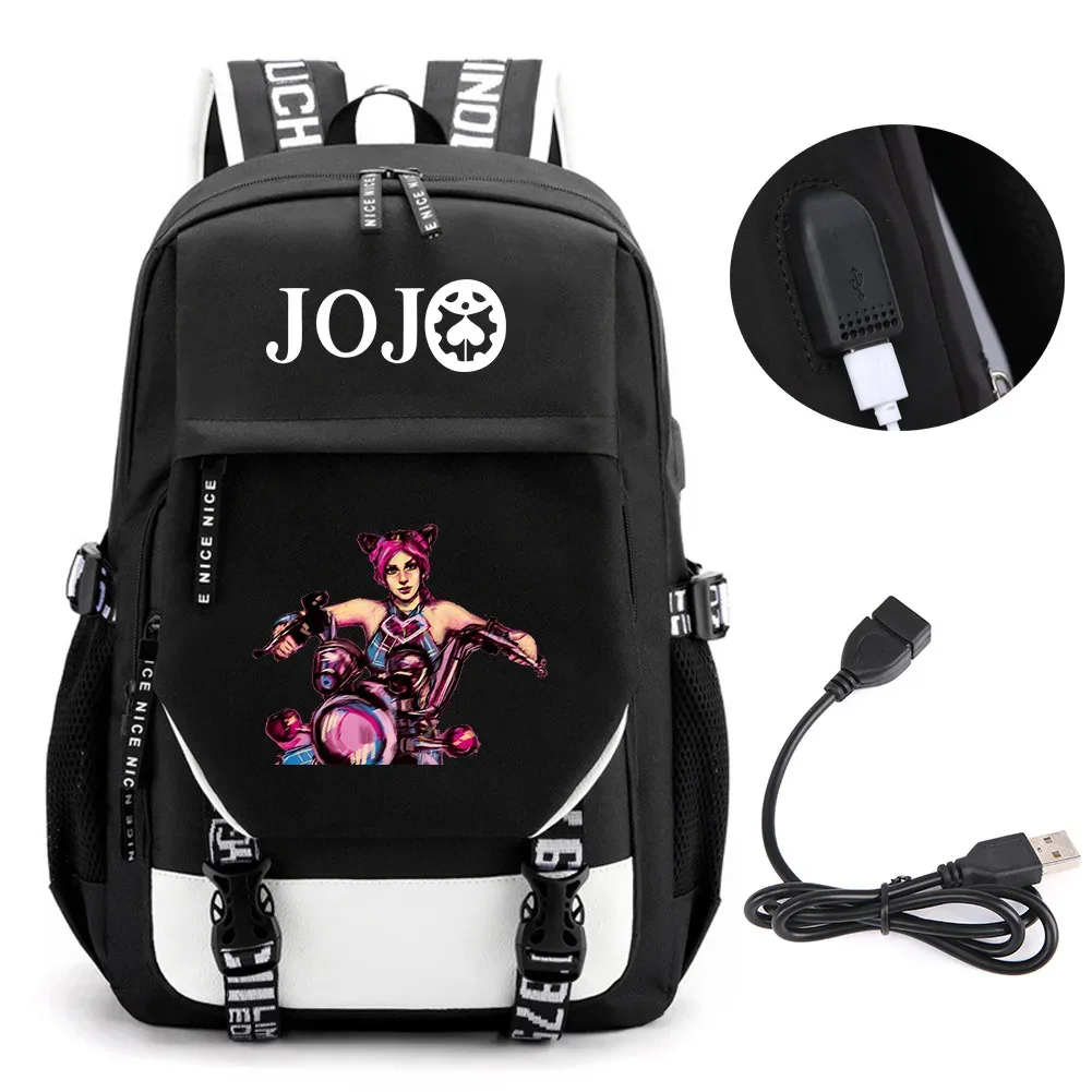 anime jojo bizarre adventure kira sac à dos école livre sacs mochila voyage usb port sac ordinateur portable garçon filles sac à dos