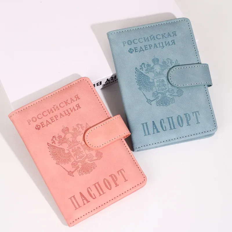 rfid russe pu porte-passeport portefeuille de voyage couverture de passeport étui de passeport porte-billet d'avion porte-carte d'identité accessoires de voyage
