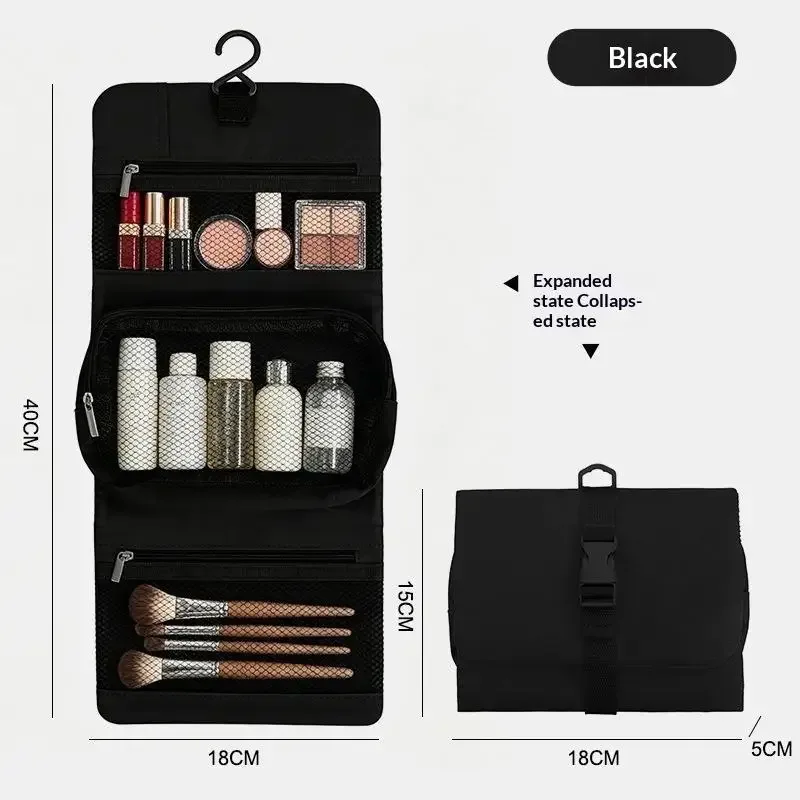 sac de toilette pliable et détachable, grande capacité avec crochet, sac de rangement pour articles de toilette pour hommes en voyage d'affaires, sac de cosmétiques de voyage pour femmes