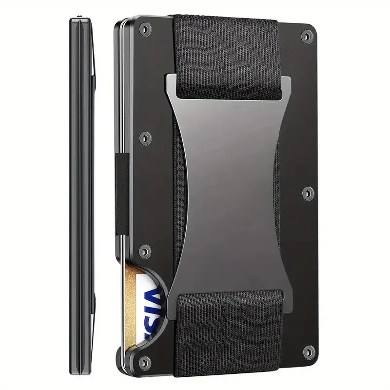 porte-cartes fin avec protection rfid, de haute qualité, pour hommes et femmes, portefeuille en aluminium, pochette arrière élastique, étui pour cartes d'identité et de crédit, sac de voyage unisexe