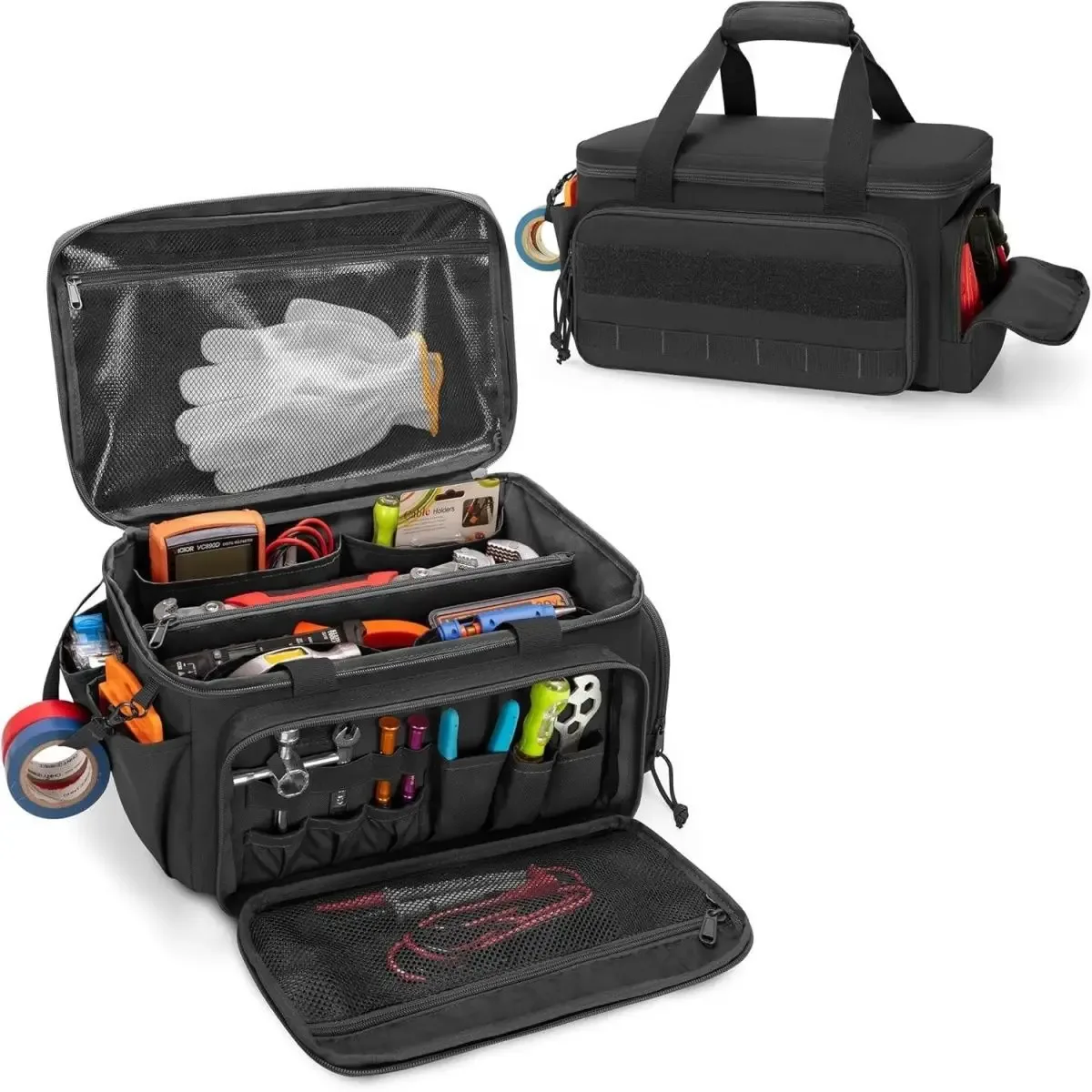 sacs de rangement d'outils robustes de 14 pouces, sacs à main de travail multifonctionnels pour mécanicien électricien charpentier constructeur plombier