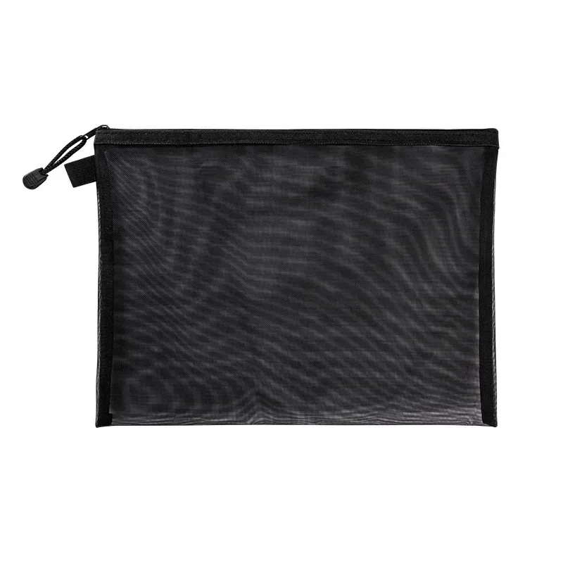 trousse toilette nylon transparent bords bleu gris rose blanc fermeture glissière format a6 voyage cosmétiques maquillage