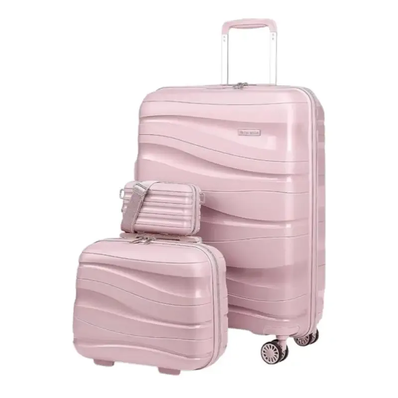melalenia – ensemble de bagages à main 3 pièces, valise en matériau pp avec roulettes pivotantes, serrure rigide tsa