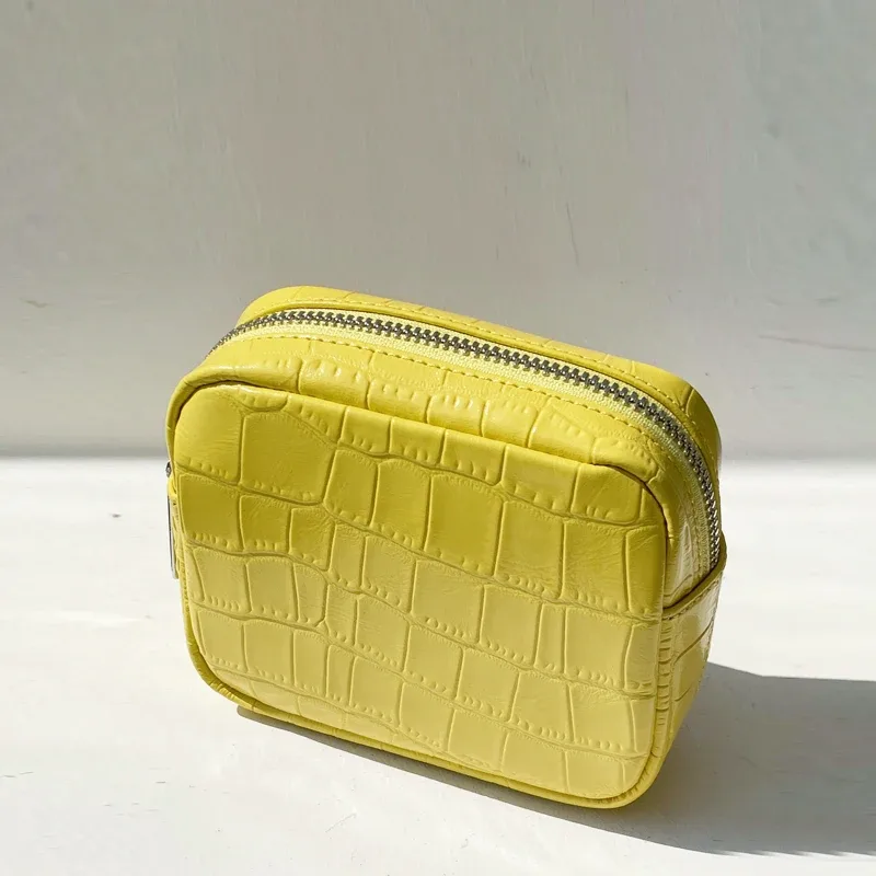 personnaliser les initiales en cuir véritable motif crocodile pochette mini boîte sacs de maquillage pour les femmes de luxe concepteur 2026 nouveau en cuir de vache naturel voyage affaires organisateur sac