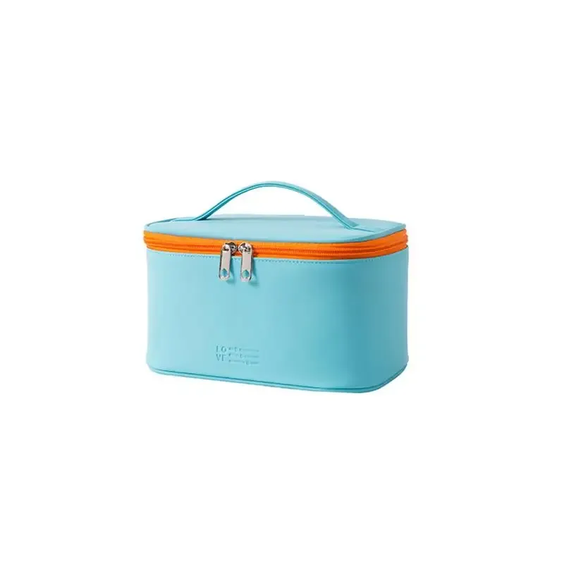 sac de maquillage portable en pu avec fermeture éclair, organiseur de produits de soin de la peau pour voyage, sac cosmétique grande capacité pour ranger les cosmétiques