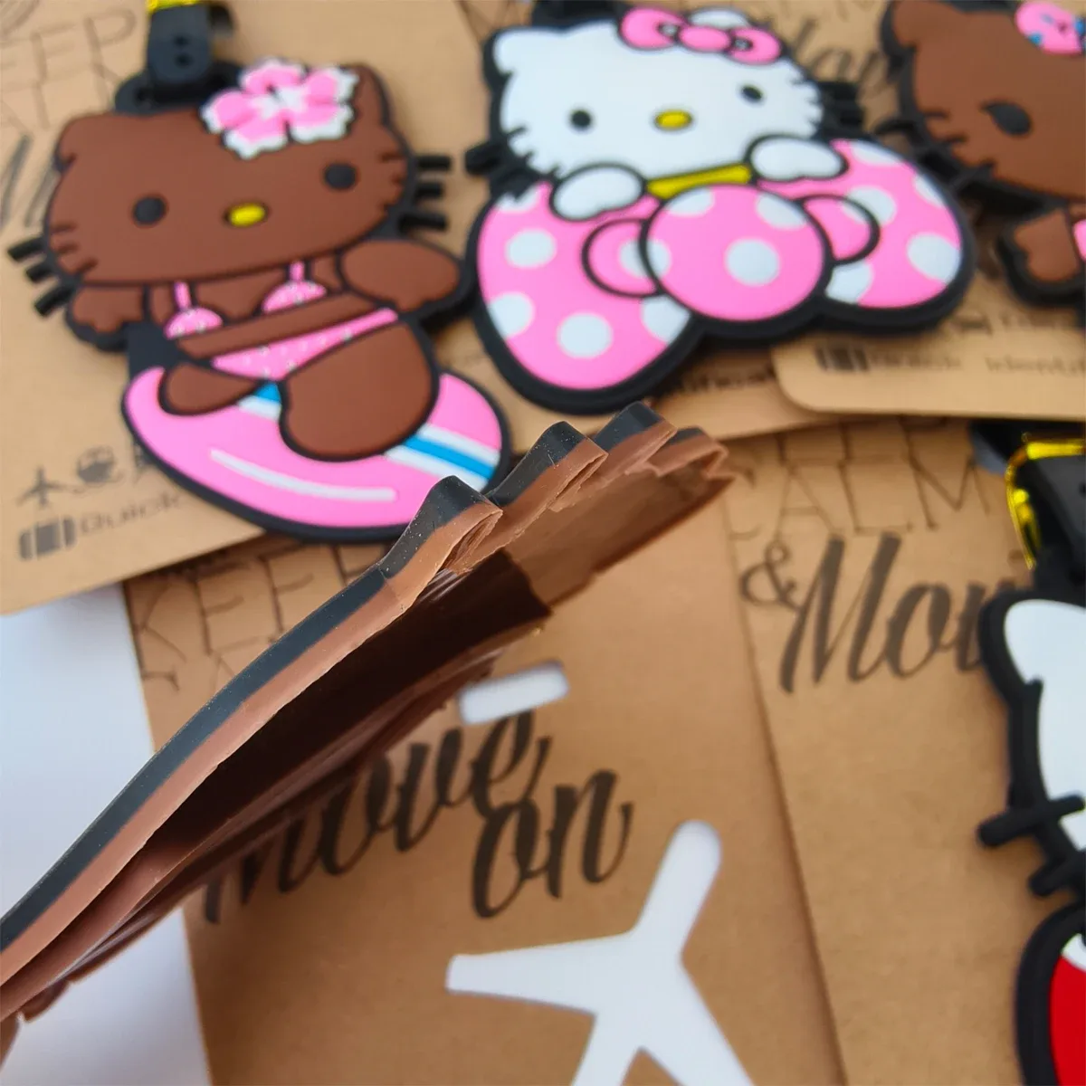 étiquette de bagage chat mignon pour filles, porte-adresse et porte-billets portable pour valise de voyage