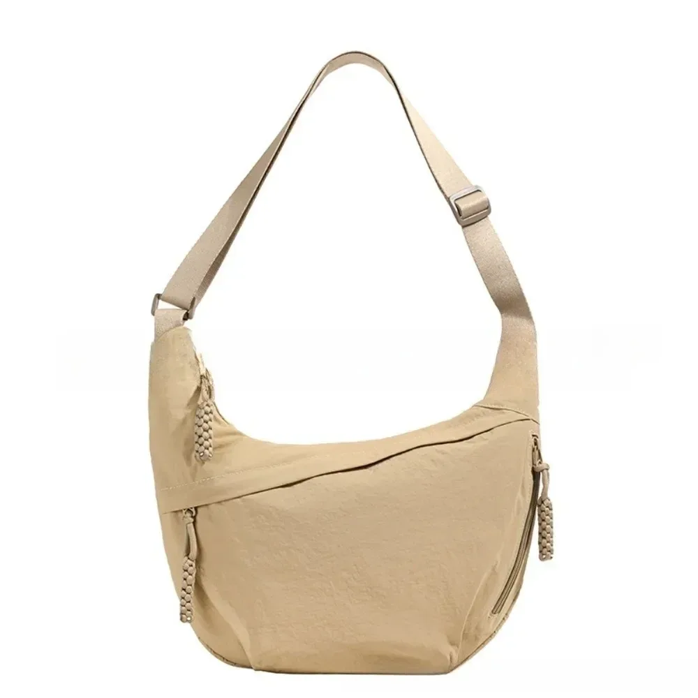 sacs à bandoulière en toile décontractés coréens simplifiés, sac hobos de sport de grande capacité, sac de boulettes léger de couleur unie pour femmes