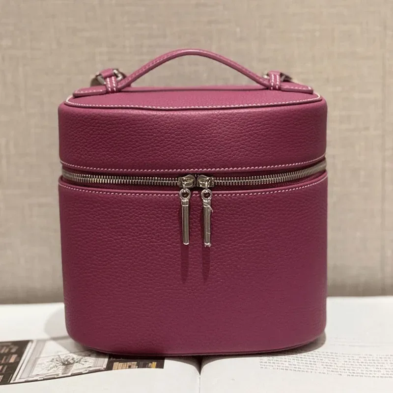 sac de maquillage multifonctionnel en cuir de vachette de première qualité, sac messager à bandoulière, version haut de gamme, sac de voyage, cuir véritable, à porter à la main.