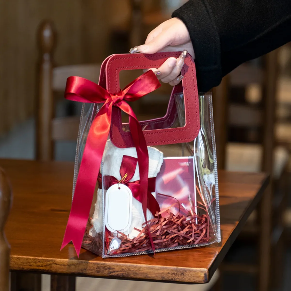 sac à main transparent pour voyage, sacs cadeaux de mariage, sac fourre-tout transparent, sac à cosmétiques, bouquets de fleurs, anniversaire
