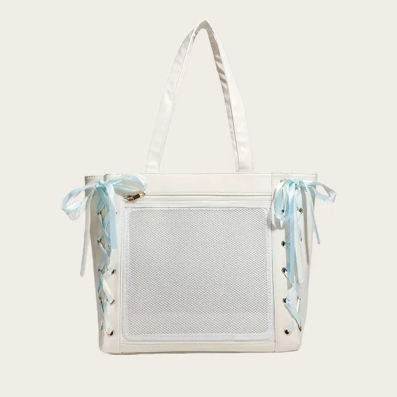 nouveau sac ita japonais mignon et élégant avec ruban, sacs à main transparents pour filles lolita, sacs fourre-tout tendance de grande capacité, sacs à bandoulière esthétiques