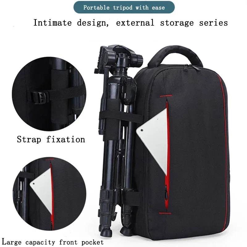 sac pour appareil photo professionnel de grande capacité, sac à dos de photographie en nylon imperméable et résistant à l'usure, personnalisé gratuitement avec votre logo