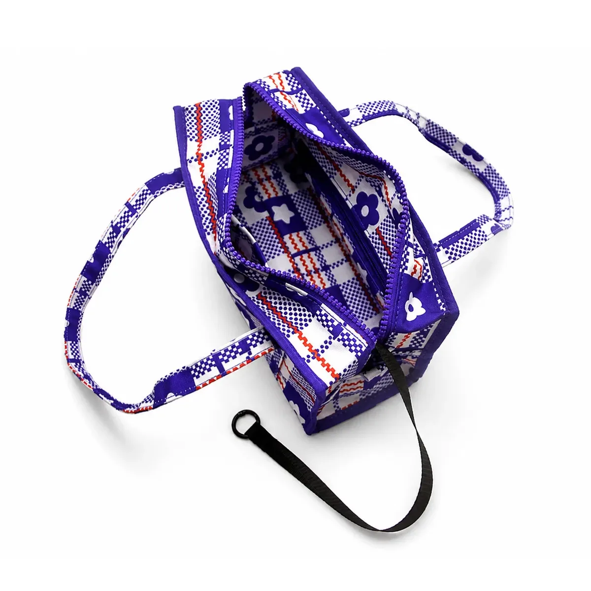 sac à main en nylon à carreaux au design unique, sac à bandoulière créatif avec broderie imprimée, sac sous le bras de grande capacité pour femmes