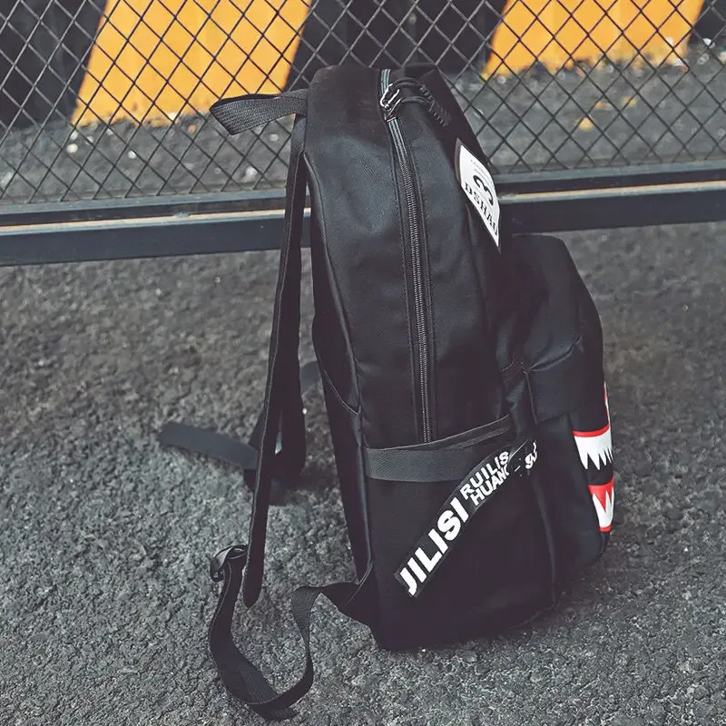 grands sacs à dos tendance pour filles et garçons, sacs à dos d'école imperméables noirs, sacs de voyage pour femmes avec imprimé requin, mochilas escolares