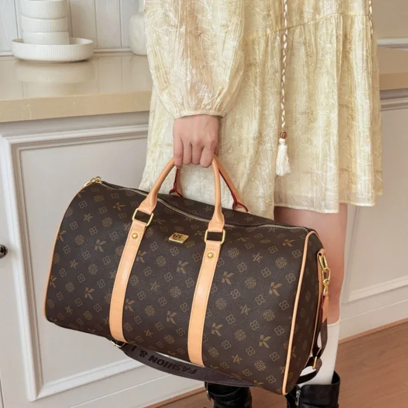 sac de voyage vintage pour femmes 2026, nouveau sac de voyage à motif monogramme, sac de week-end de haute qualité à grande capacité, bagage à main s