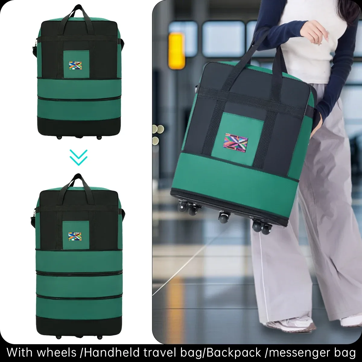 sac de voyage de style sac à dos en tissu oxford de grande capacité, adapté aux voyages mondiaux et aux expéditions de bagages, pour les deux sexistes