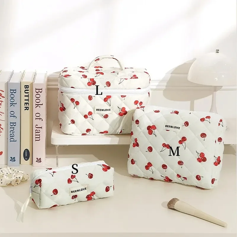 trousse de maquillage de grande capacité, trousse à cosmétiques imprimée de fleurs avec nœud, organisateur de toilette portable à fermeture éclair