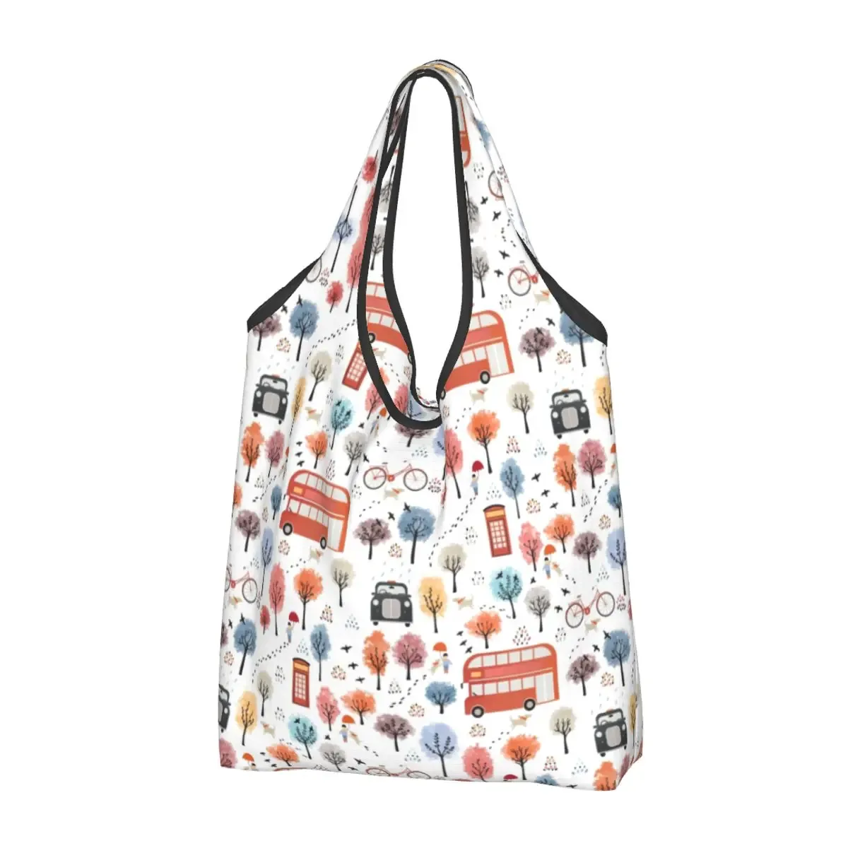 sac fourre-tout portable britannique sensation red bus, btfashion, vintage, royaume-uni, londres, symdockers shopping, épicerie, sac initié